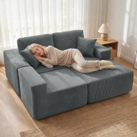 HOMCOM 2-in-1 Modular Sectional Sofa, Boneless L Shaped Couch Sofa Bed, Dark Grey(m-10)
