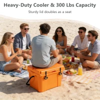Insulated Portable Hard Cooler with Impact-Resistant Construction, Outdoor Ice Chest for Extended Travel, 21.5″ L x 15.5″ W x 15.5″ H, Orange(m-4)