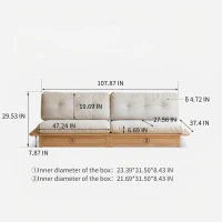 Oversized Storage Sofa with Cotton-Linen Upholstery, Spacious Wood Sofa with Removable Washable Cushions, 108″ L x 37.5″ W x 29.5″ H, Orange(m-3)