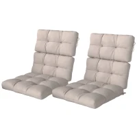 Outsunny 2-Piece Back Seat Cushion Replacement, Outdoor Patio Chair Cushions Set with Ties, Button Tufted, Beige(m-2)