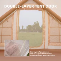 Waterproof Camping Tent with 3-5 Minute Hand Pump Setup, Sturdy Family Tent with Chimney Window, 118″ L x 82.5″ W x 78.5″ H, Beige(m-6)