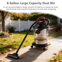 3-In-1 Shop Vacuum with 32mm Universal Nozzle & 360° Swivel Casters, One-Click Blower for Home, Garage, 14″ L x 14″ W x 21.5″ H, Black(m-5)