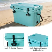 25QT Portable Insulated Hard Cooler with 5-7 Day Ice Retention, Camping Cooler Box for Outdoor Use, 21.5″ L x 15.5″ W x 15.5″ H, Turquoise(m-7)