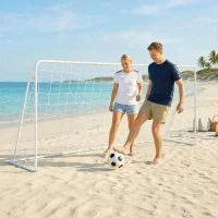 Soozier Soccer Goal, 8 x 5ft Portable Practice Soccer Net with Nylon Mesh, Steel Frame, for Indoor and Outdoor Use(m-10)