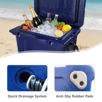 Insulated Portable Hard Cooler with Impact-Resistant Construction, Outdoor Ice Chest for Extended Travel, 21.5″ L x 15.5″ W x 15.5″ H, Blue(m-7)