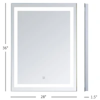 HOMCOM LED Bathroom Mirror Wall Mount Vanity Make Up Mirror with Dimmable Touch Switch Control and Defogger, Waterproof - 36" x 28"(m-3)