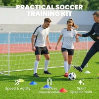 Soozier Soccer Goal, 6 x 4ft Portable Practice Soccer Net with Nylon Mesh, Steel Frame, for Indoor and Outdoor Use(m-6)
