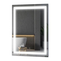 HOMCOM LED Bathroom Mirror Wall Mount Vanity Make Up Mirror with Dimmable Touch Switch Control and Defogger, Waterproof - 36" x 28"(m-10)