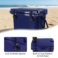 Insulated Portable Hard Cooler with Impact-Resistant Construction, Outdoor Ice Chest for Extended Travel, 21.5″ L x 15.5″ W x 15.5″ H, Blue(m-8)