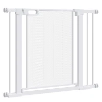 PawHut 29.5"-40.6" Metal Pet Gate, Dog Gate with Auto Closing Door, Double Locking, for Doorways, Stairs, Hallways, White(m-2)