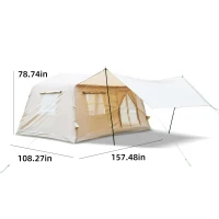 Modern Inflatable Camping Tent with Easy-Setup Blow-Up Design, 4-Season Family Tent for Family Trip, 157.5″ L x 108″ W x 78.5″ H, Beige(m-3)