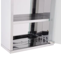 HOMCOM Wall Mount Medicine Cabinet, Bathroom Cabinet with 3 Tier Shelves, Stainless Steel Frame and Glass Door, Lockable with 2 Keys, Silver, 12" x 23.5"(m-12)