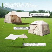 Inflatable 4-Season Camping Tent with Easy Setup, Windproof Family Tent with Skylight Top, 102.5″ L x 86.5″ W x 71″ H, Beige(m-6)