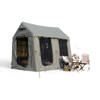 Inflatable Camping Tent with Hand Pump & Polyester Fabric, Waterproof Glamping Tent for Outdoor, 157.5″ L x 118″ W x 90.5″ H, Army Green(m-2)