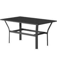 Outsunny Outdoor Side Table with Slatted Tabletop, Metal Patio Coffee Table for Garden, Balcony, Black(m-2)