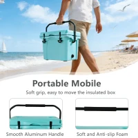 25QT Portable Insulated Hard Cooler with 5-7 Day Ice Retention, Camping Cooler Box for Outdoor Use, 21.5″ L x 15.5″ W x 15.5″ H, Turquoise(m-6)