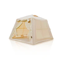 Inflatable Camping Tent with Easy-Setup Blow-Up Design, Waterproof Family Tent with Roll-Up Roof, 94.5″ L x 94.5″ W x 70″ H, Beige(m-2)
