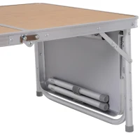 Outsunny 3ft Picnic Table with Slide Shelf Outdoor Portable Aluminum Folding Table 2 Adjustable Height(m-9)