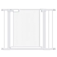 PawHut 29.5"-40.6" Metal Pet Gate, Dog Gate with Auto Closing Door, Double Locking, for Doorways, Stairs, Hallways, White(m-11)