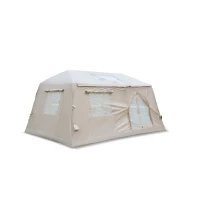 Modern Camping Tent with Quick-Inflate 2-Room Design, 4-Season Waterproof Family Tent with Hand Pump, 157.5″ L x 108″ W x 78.5″ H, Beige(m-2)