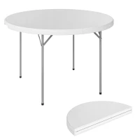 Outsunny 4ft Plastic Folding Picnic Table, Camping Table with Anti-Slip Foot Pads, Indoor Outdoor for Beach, BBQ, White(m-11)