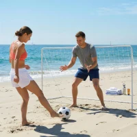 Soozier Soccer Goal, 6 x 4ft Portable Practice Soccer Net with Nylon Mesh, Steel Frame, for Indoor and Outdoor Use(m-10)