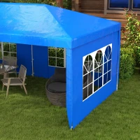 Outsunny 9.6' x 19' Large Party Tent, Outdoor Event Shelter, Gazebo Canopy with 4 Removable Window Sidewalls for Weddings, Picnics, Blue(m-10)