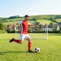 Soozier Soccer Goal, 8 x 5ft Portable Practice Soccer Net with Nylon Mesh, Steel Frame, for Indoor and Outdoor Use(m-9)