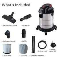 3-In-1 Shop Vacuum with 32mm Universal Nozzle & 360° Swivel Casters, One-Click Blower for Home, Garage, 14″ L x 14″ W x 21.5″ H, Black(m-10)