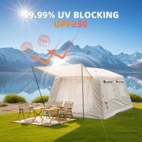 Modern Inflatable Camping Tent with Easy-Setup Blow-Up Design, 4-Season Family Tent for Family Trip, 157.5″ L x 108″ W x 78.5″ H, Beige(m-6)