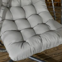 Outsunny Hanging Egg Chair with Stand, Foldable Wicker Rattan Swing Chair with Thick Cushion, Light Grey(m-10)