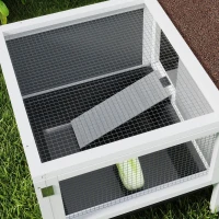 PawHut Rabbit Hutch, Wooden Guinea Pig Cage with Run, Openable Top, Pull Out Tray and Ramp, Water-Resistant Roof, Grey(m-10)