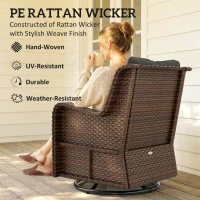 Outsunny PE Rattan 360° Swivel Patio Chair with Cushion, Dark Grey(m-4)