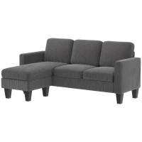 HOMCOM Sectional Sofa, L Shaped Couch, with Reversible Chaise or Ottoman, Dark Gray(m-1)