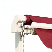Outsunny 12' x 10' Retractable Awning Patio UV Resistant Fabric and Aluminum Frame for Deck, Balcony, Yard, Wine Red(m-10)