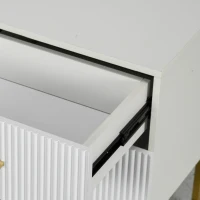 HOMCOM 2 Pieces Nightstands with Storage, Modern Bedside Tables with 2 Fluted Drawers and Gold Legs for Bedroom, White(m-11)