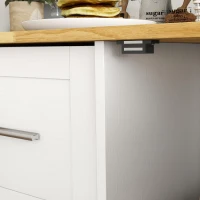HOMCOM Kitchen Island with Storage Cabinets, Spacious Countertop 3 Drawers, 2 Adjustable Shelves and Sitting Space for Dining Room, White(m-11)