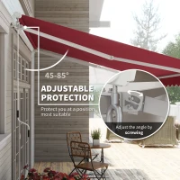 Outsunny 12' x 10' Retractable Awning Patio UV Resistant Fabric and Aluminum Frame for Deck, Balcony, Yard, Wine Red(m-4)