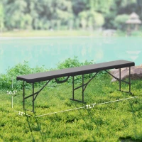 Outsunny 2 Pack 6 ft Portable Foldable Bench Seats, Plastic Folding Benches with Carrying Handle for Camping, Black(m-3)