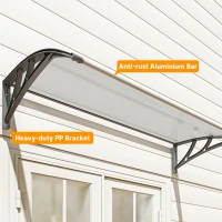 Outsunny Window Awning Door Canopy, Polycarbonate Front Door Outdoor Patio Cover, Sun Shelter, Hollow Sheet, 43.3" x 23.6", Clear(m-9)