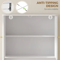 HOMCOM Over The Toilet Storage Cabinet with Adjustable Shelf, Open Shelf and Adjustable Bottom Bar, White(m-10)