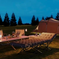 Outsunny 26.8" Wide Folding Bed, Camping Cot for Adults with Cushion, Carry Bag, Max Load 330 LBS, Black(m-9)