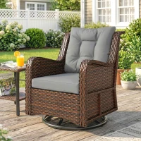 Outsunny PE Rattan 360° Swivel Patio Chair with Cushion, Dark Grey(m-1)