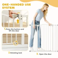 PawHut Extra Tall Dog Gate with Door, Pressure Fit, Auto Close, Double Locking for Doorways Hallways Stairs, 29"-39", White(m-6)