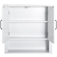 HOMCOM Wall Mount Bathroom Cabinet, Storage Organizer Kitchen Cupboard with 2 Doors and Adjustable Shelf White(m-12)