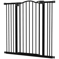 PawHut Extra Tall Dog Gate with Door, Pressure Fit, Auto Close, Double Locking for Doorways Hallways Stairs, 29"-39", Black(m-2)