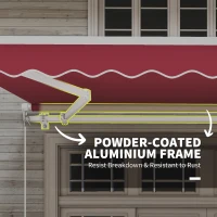 Outsunny 12' x 10' Retractable Awning Patio UV Resistant Fabric and Aluminum Frame for Deck, Balcony, Yard, Wine Red(m-6)