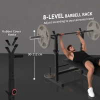 Soozier Adjustable Weight Bench, Foldable Bench Press with Barbell Rack and Dip Station for Home Gym, Strength Training Multiuse Workout Bench, Black(m-6)