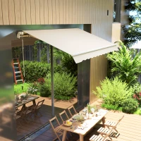 Outsunny 9' x 8' Outdoor Sunshade Canopy Awning Cover, Retractable Awning Fabric Replacement, UV Protection, Beige(m-10)