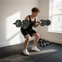 Soozier Adjustable Dumbbell Set, 3 in 1 Weights Dumbbells Set for Home Gym, 55lb Free Weights with Connector and Non-Slip Grip(m-10)